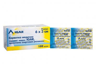 картинка IGAR салфетки медицинские спиртовые 6х3 см, 100 шт. от интернет-магазина Аптека24