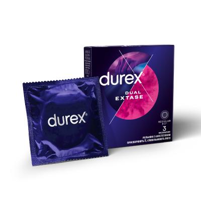 картинка Презервативы Durex (Дюрекс) Dual Extase рельефные с анестетиком №3 от магазина Аптека24