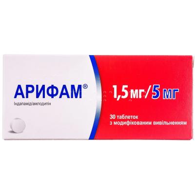 Арифам таблетки, 1,5 мг/5 мг, 30 шт.: цена, инструкция, применение, отзывы