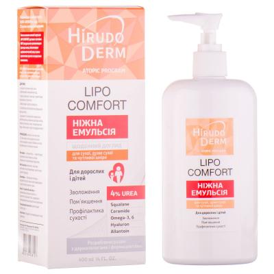 Hirudo Derm Lipo Comfort эмульсия для сухой чувствительной кожи, 400 мл: цена, инструкция, применение, отзывы