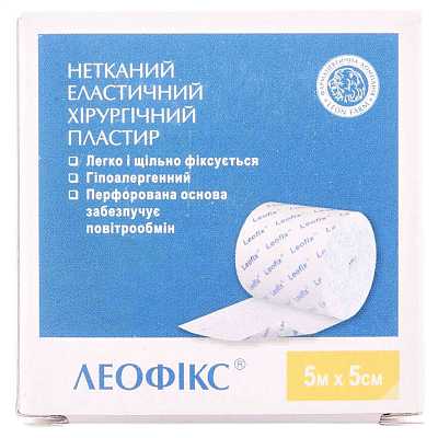 картинка Леофикс пластырь нетканный эластичный 5м х 5см от магазина Аптека24