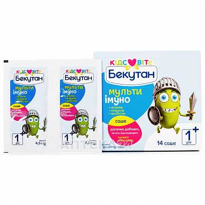 Купить Бекутан Кидс Витс Мультииммуно порошок в саше для детей от 1 года, 14 шт. в Украине: цена, инструкция, применение, отзывы