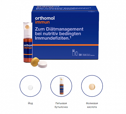 Купить Orthomol Immun /питна бутилочка + таблетки/ (відновлення імунної системи) 30 днів в Украине: цена, инструкция, применение, отзывы