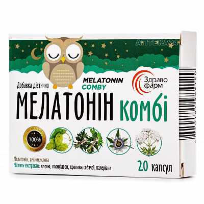 Купить Мелатонин Комби капсулы, 20 шт. в Украине: цена, инструкция, применение, отзывы