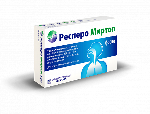 Купить Респеро Миртол Форте капсулы при бронхите 300 мг №20 в Украине: цена, инструкция, применение, отзывы