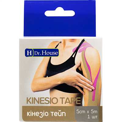 картинка Пластырь медицинский Kinesio tape (Кинезио тейп) H Dr.House 5 см х 5 м, 1 шт. от магазина Аптека24