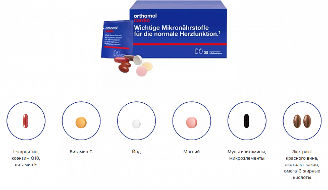 Купить Orthomol Cardio /капсули + таблетки/ (здоров'я серця та судин) 30 днів в Украине: цена, инструкция, применение, отзывы