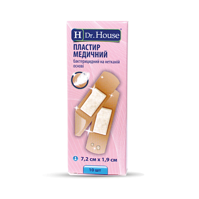 картинка Набор пластырей медицинский на нетканой основе H Dr.House 7,2 см х 1,9 см, 10 шт. от магазина Аптека24