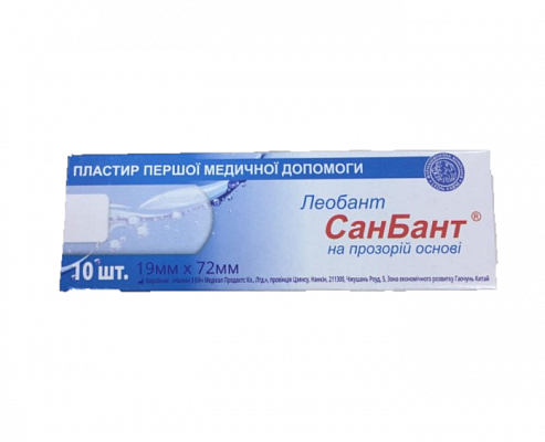 картинка Пластырь Леобант Санбант прозрачный 19 мм х 72 мм, 10 шт. от магазина Аптека24